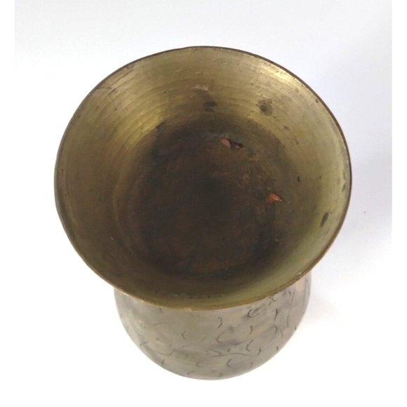 Antique Hand Etched Brass Vase 7.75'' Tall Vintage - Picture 4 of 4